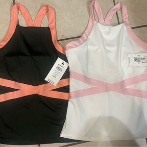 2 K-Swiss Tank Tops White and pink S/dark gray and pink-orange XS both NWT